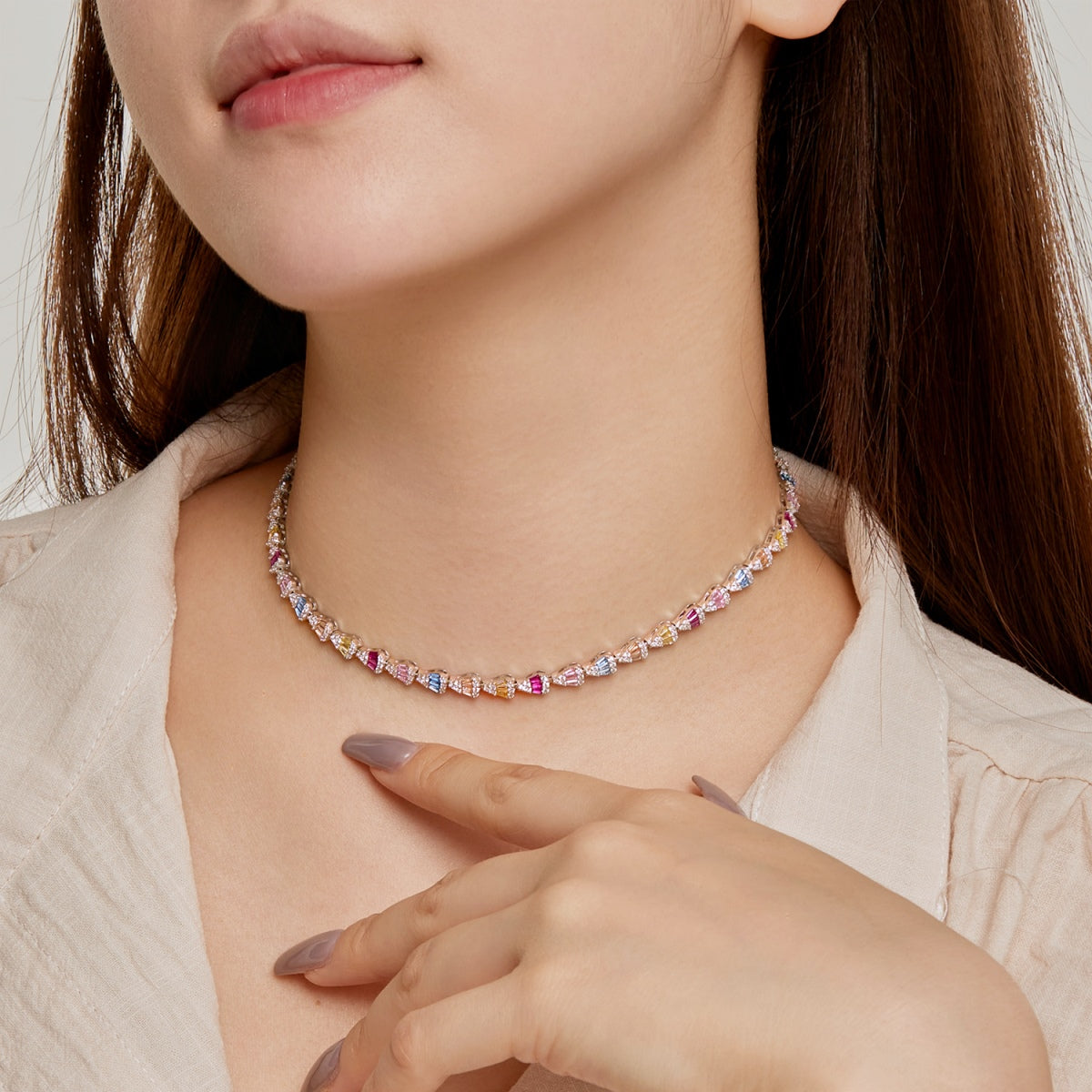[ORA ]Radiant Colorful Rainbow Necklace