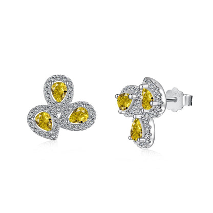 [ORA ]Ornate Flower Shape Pear Cut Lover Earrings