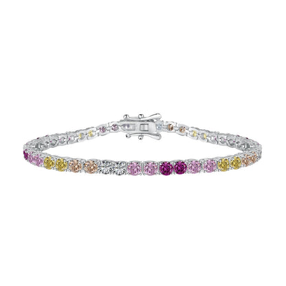 [ORA ]Radiant Colorful Round Cut Tennis Bracelet