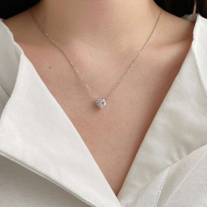 [ORA]Heart Shape Main Stone Pendant Collarbone Necklace