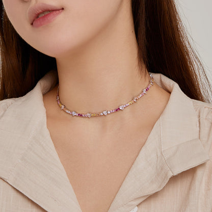 [ORA ]Delicate Colorful Rainbow Tennis Chain