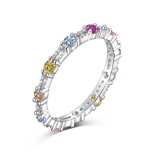 [ORA]Sparkling Colorful Round Cut Tennis Ring