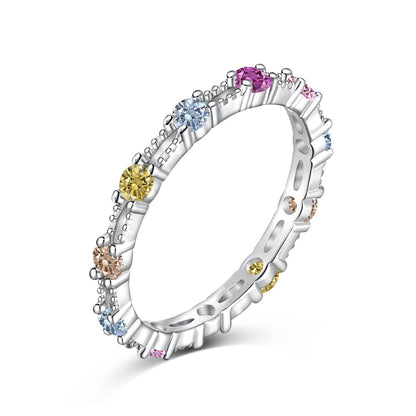 [ORA ]Sparkling Colorful Round Cut Tennis Ring