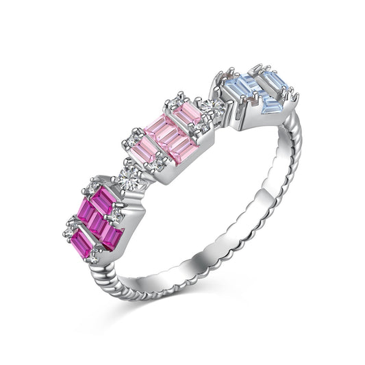 [ORA ]Unique Colorful Emerald Cut Party Ring