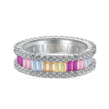 [ORA ]Dainty Kaleidoscopic Emerald Cut Daily Ring