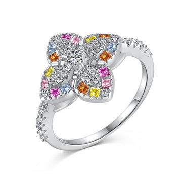 [ORA]Luxurious Colorful Flower Shape Banquet Ring