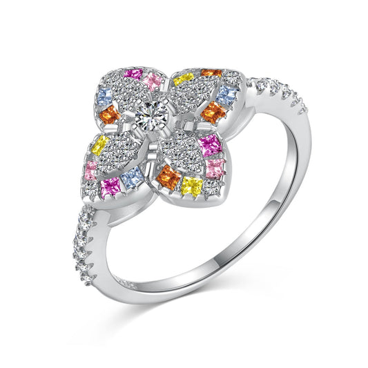 [ORA ]Luxurious Colorful Flower Shape Banquet Ring