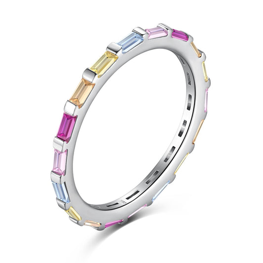 [ORA ]Exquisite Multicolored Emerald Cut Daily Ring