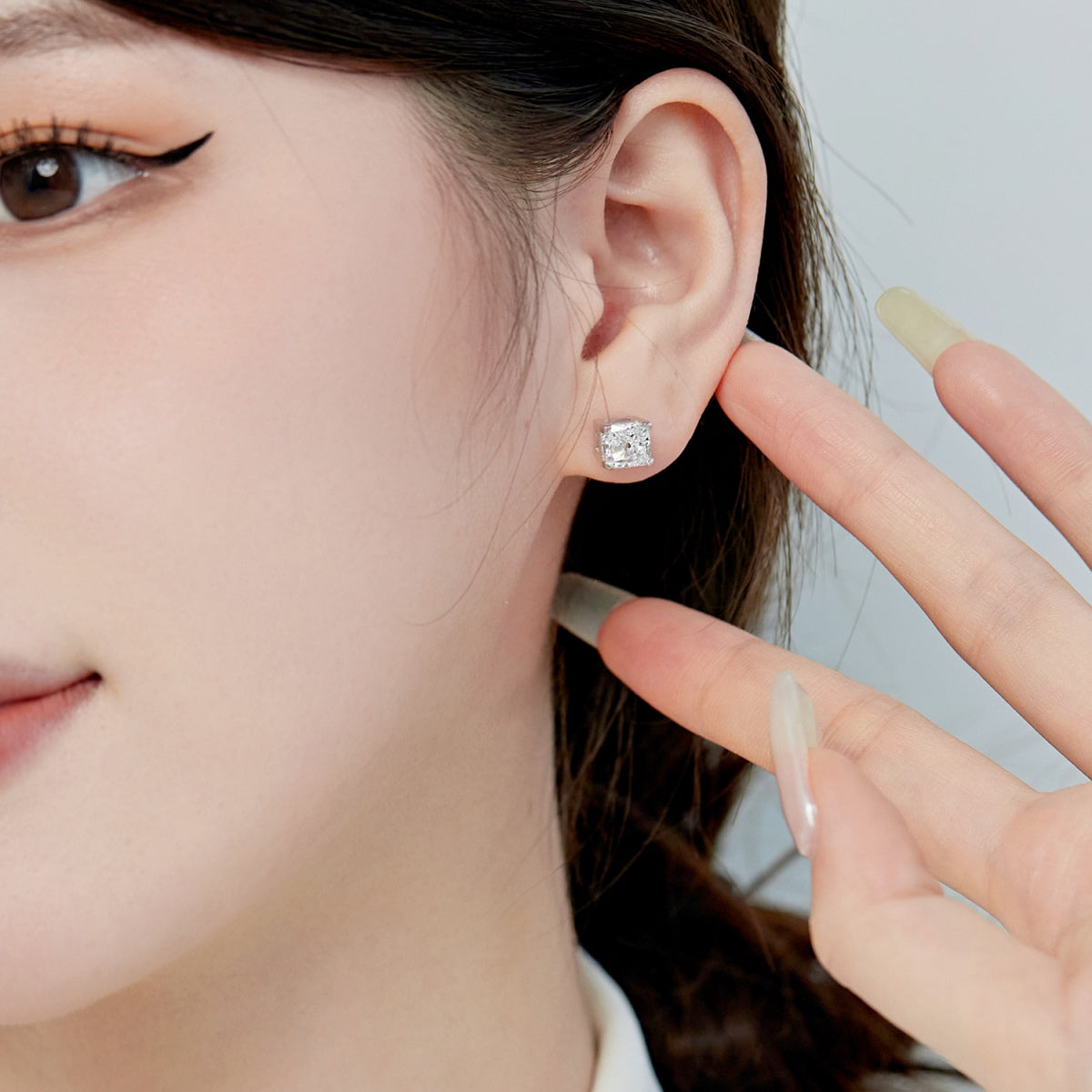 [ORA ]1.0 Carat Radiant Princess Cut Wedding Earrings