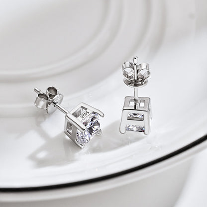 [ORA ]1.0 Carat Radiant Princess Cut Wedding Earrings