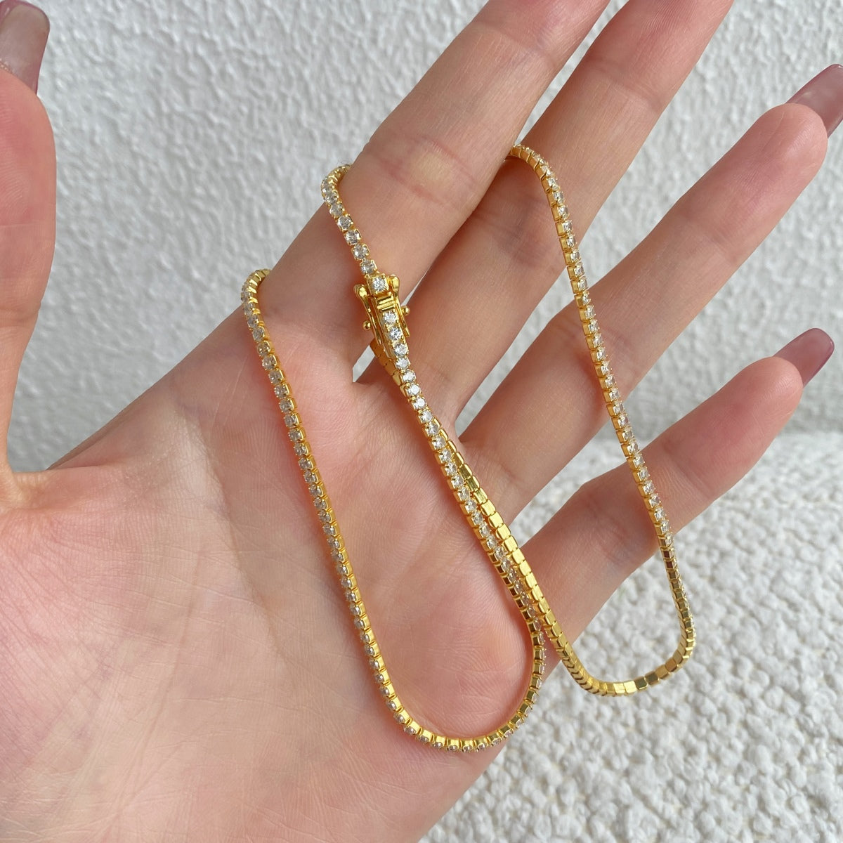 [ORA ]Delicate Round Shape Tennis Necklace