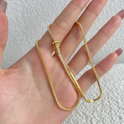 [ORA ]Delicate Round Shape Tennis Necklace