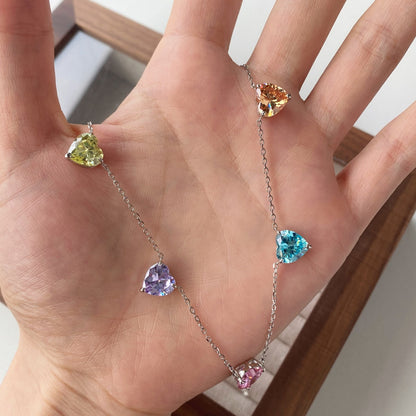 [ORA ]Sparkling Colorful Heart Cut Necklace