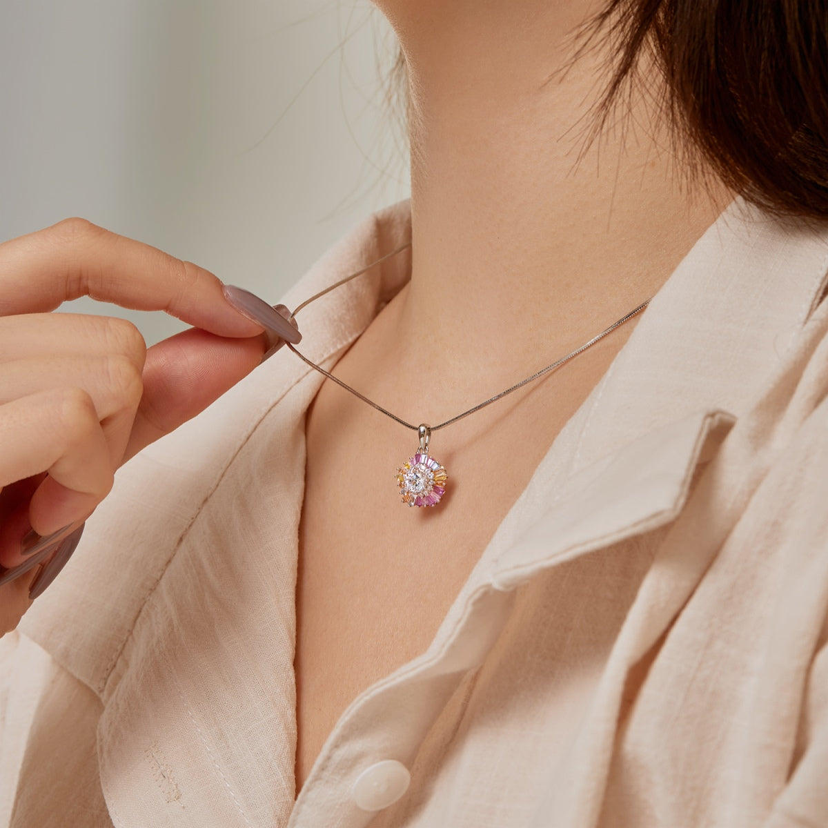 [ORA ]Charming Flower Colorful Necklace