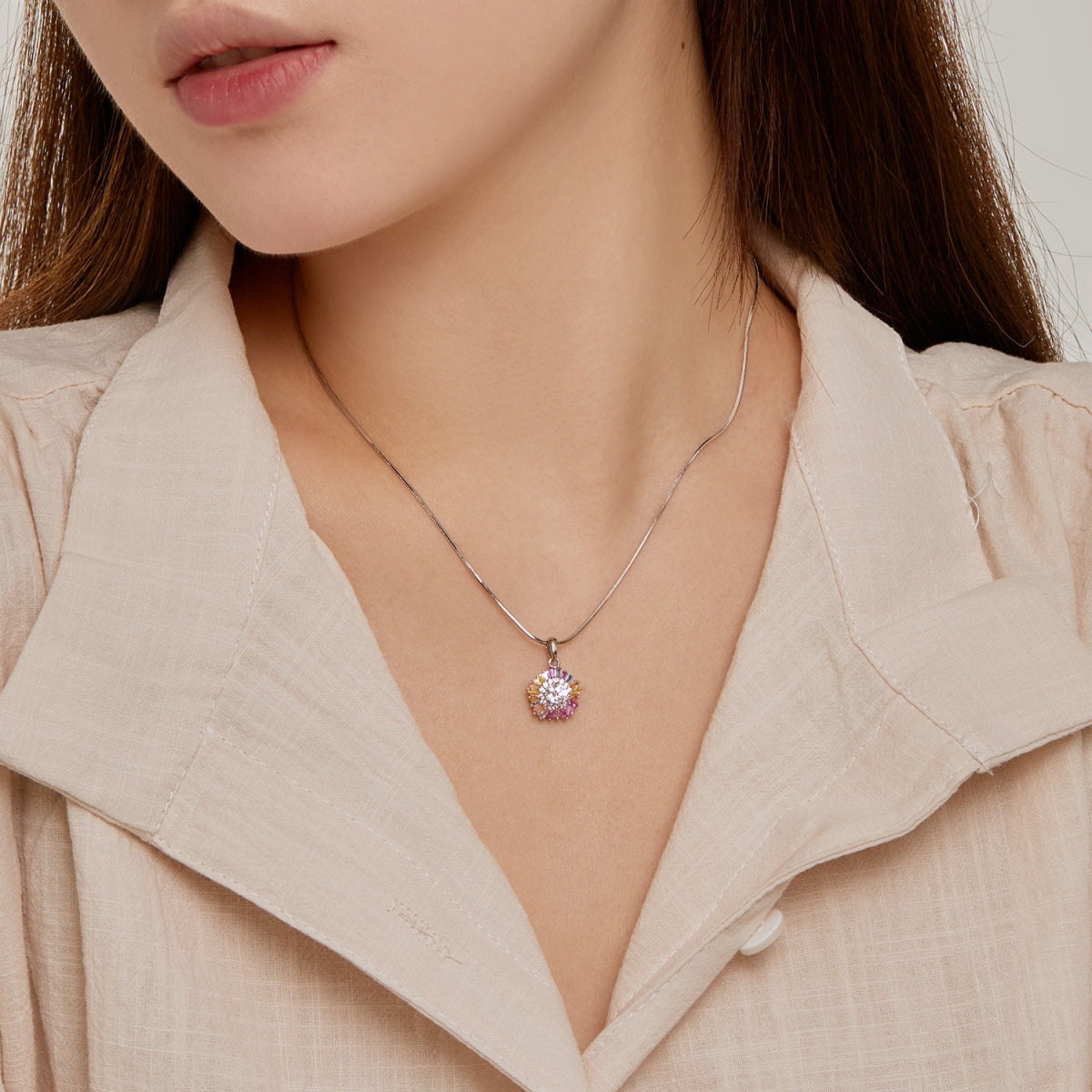 [ORA ]Charming Flower Colorful Necklace