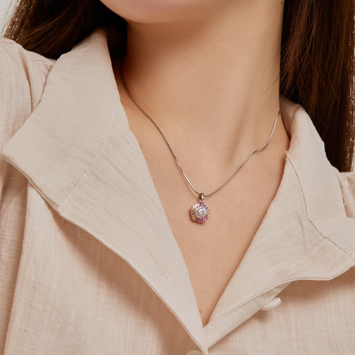 [ORA ]Charming Flower Colorful Necklace
