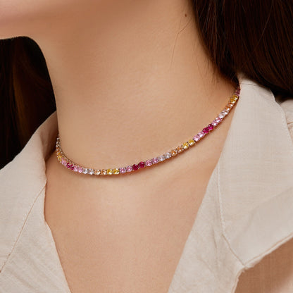 [ORA ]Delicate Colorful Tennis Necklace
