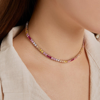 [ORA ]Delicate Colorful Tennis Necklace