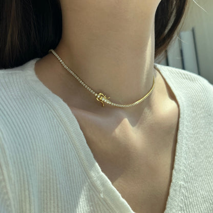 [ORA ]Delicate Round Shape Tennis Necklace