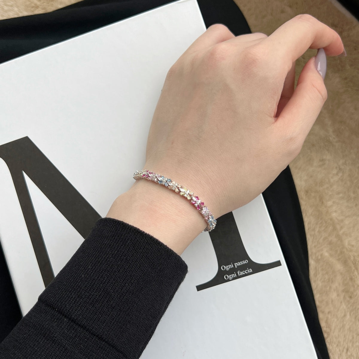 [ORA ]Radiant Colorful Emerald Cut Party Bracelet