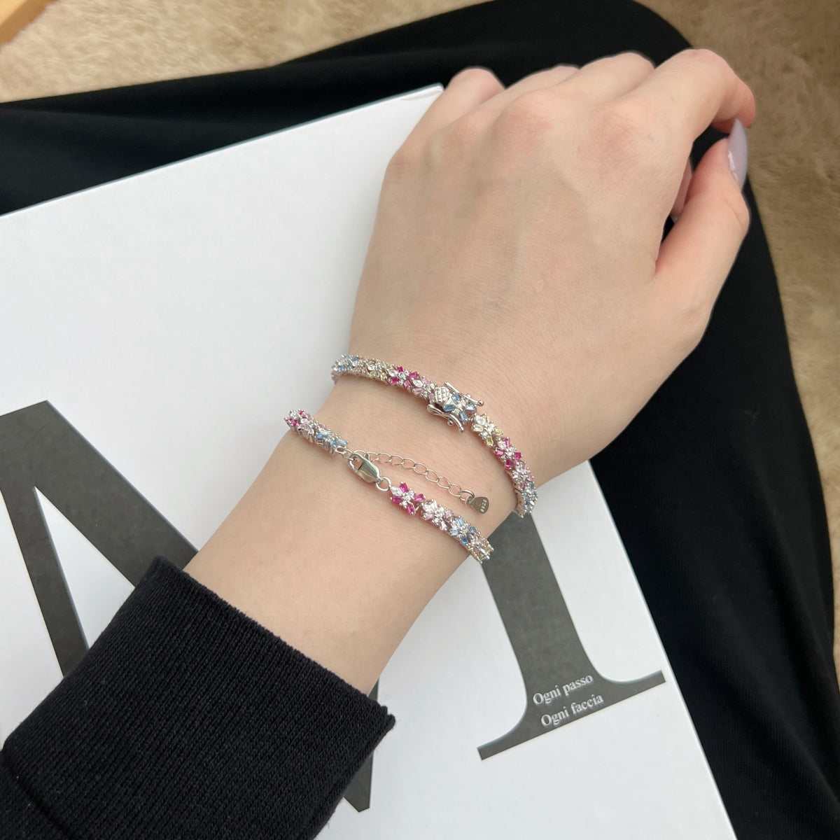 [ORA ]Radiant Colorful Emerald Cut Party Bracelet