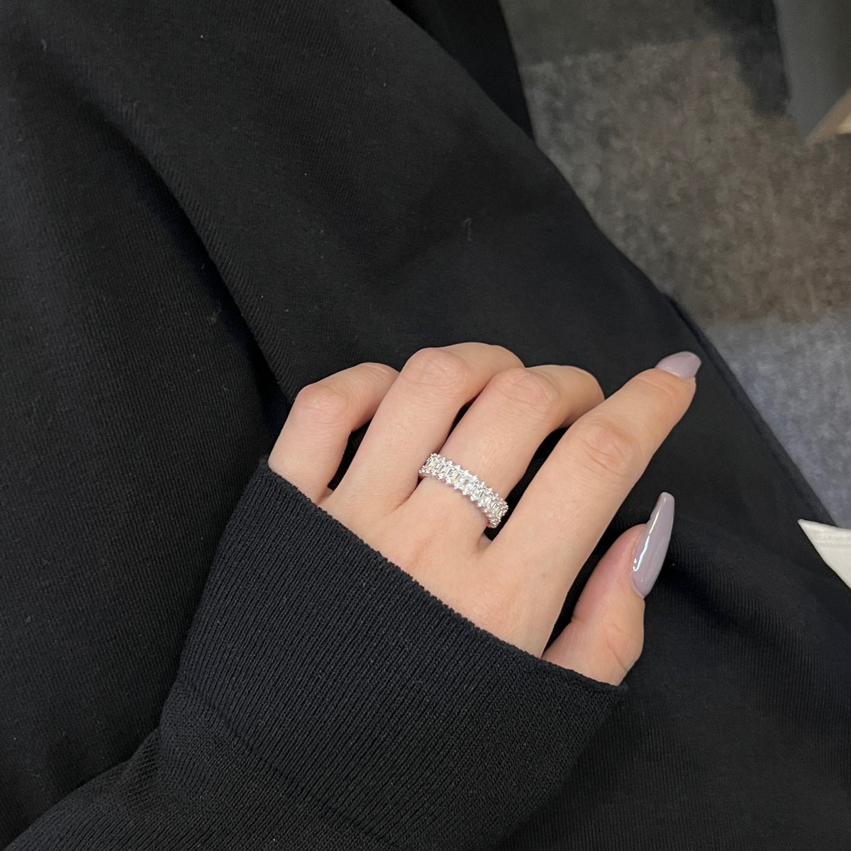 [ORA ]Splashy Ornate Emerald Cut Cocktail Ring