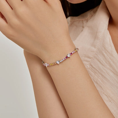 [ORA ]Romantic Heart Shape Round Cut Lover Bracelet