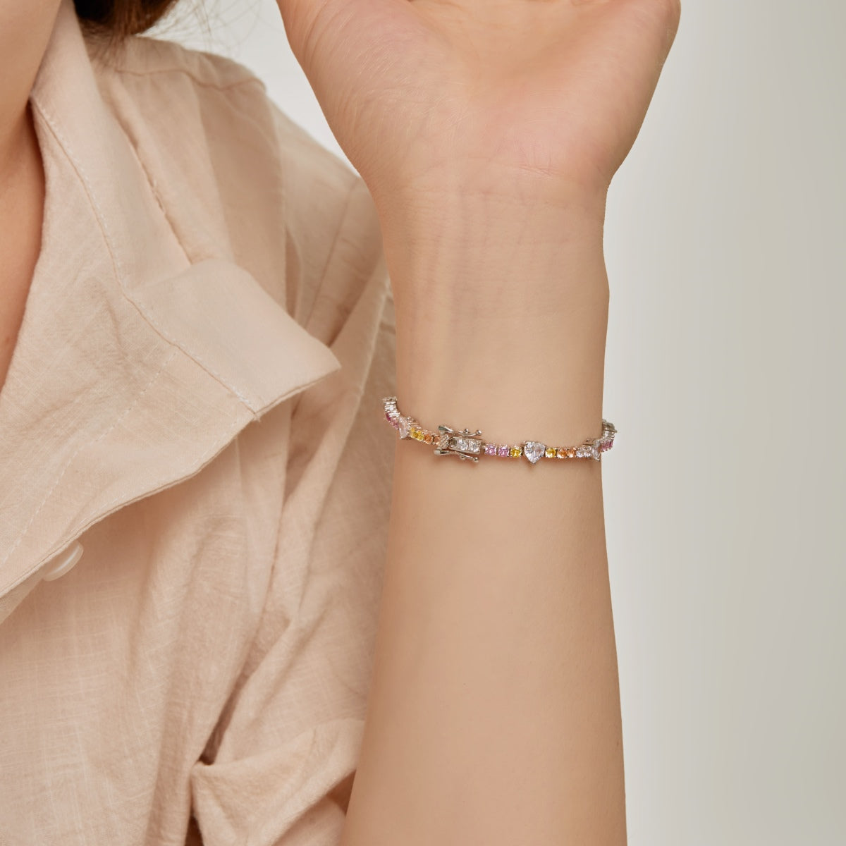 [ORA ]Romantic Heart Shape Round Cut Lover Bracelet
