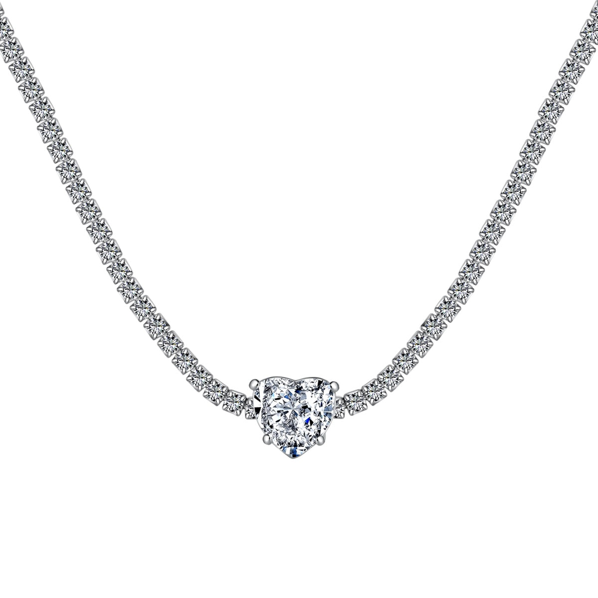 [ORA ]2.0 Carat Sparkling Tennis Heart Cut Necklace
