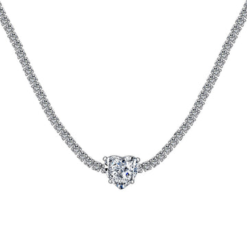 [ORA]2.0 Carat Sparkling Tennis Heart Cut Necklace