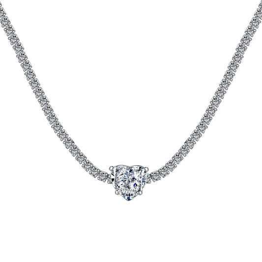 [ORA ]2.0 Carat Sparkling Tennis Heart Cut Necklace