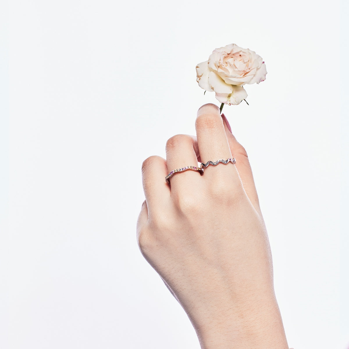 [ORA ]Dainty Colorful Round Cut Party Ring