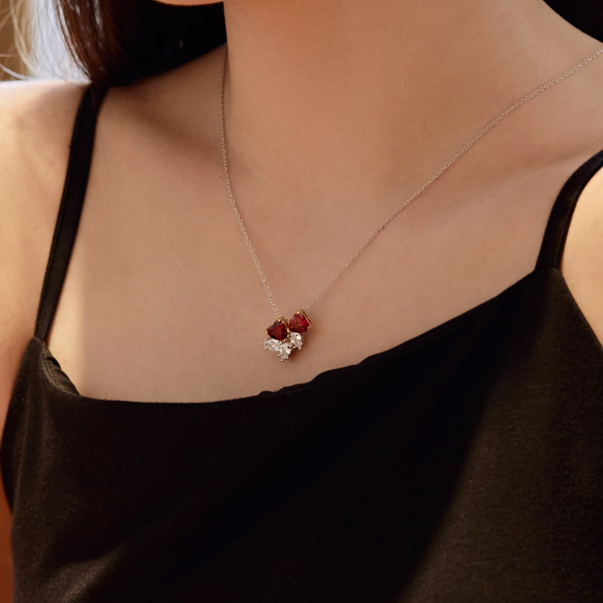 [ORA ]Dainty Red Heart Necklace