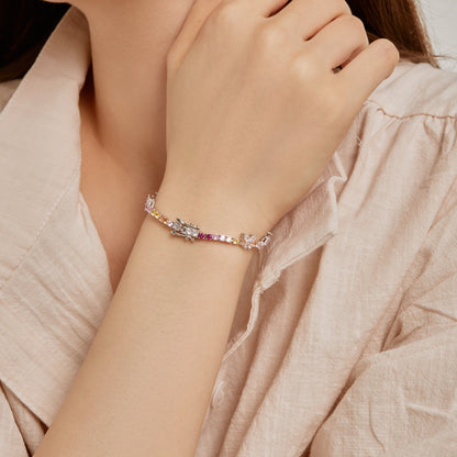 [ORA ]Ornate Colorful Butterfly Shape Round Cut Daily Bracelet