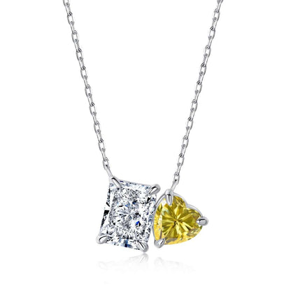 [ORA]Dazzling Square & Heart Shape Necklace