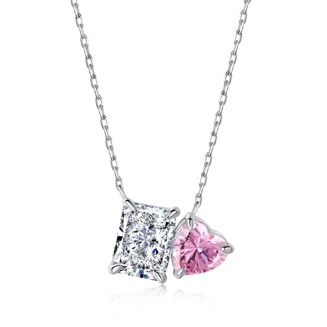 [ORA]Dazzling Square & Heart Shape Necklace