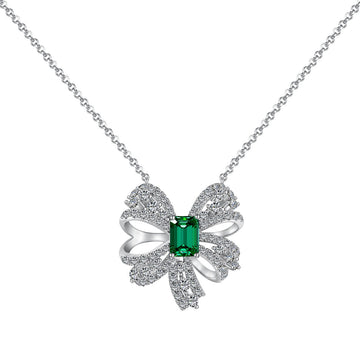 [ORA]Luxurious Flower Shape Emerald Cut Necklace
