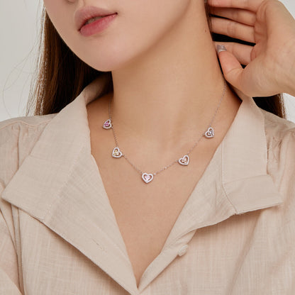 [ORA ]Sparkling Five Heart Necklace