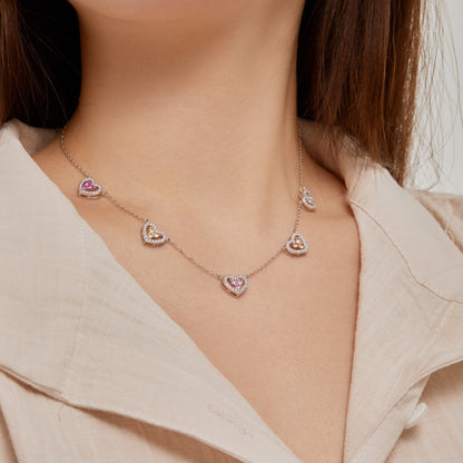 [ORA ]Sparkling Five Heart Necklace