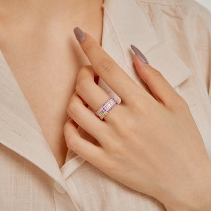 [ORA ]Dazzling Colorful Radiant Cut Party Ring