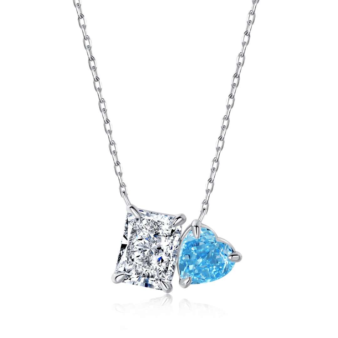 [ORA]Dazzling Square & Heart Shape Necklace