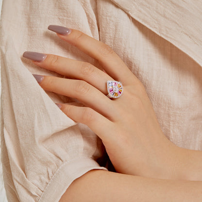[ORA ]Elegant Colorful Water Drop Shape Banquet Ring