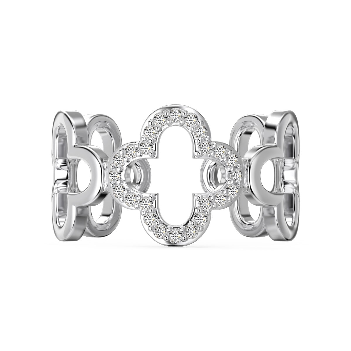 [ORA]Hollow Design Four-Leaf Clover Flower Shape Ring