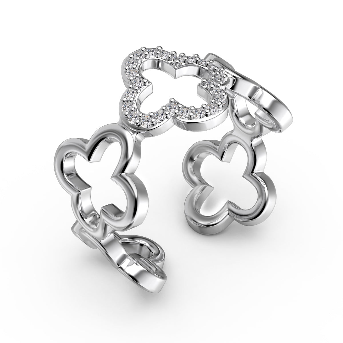 [ORA]Hollow Design Four-Leaf Clover Flower Shape Ring