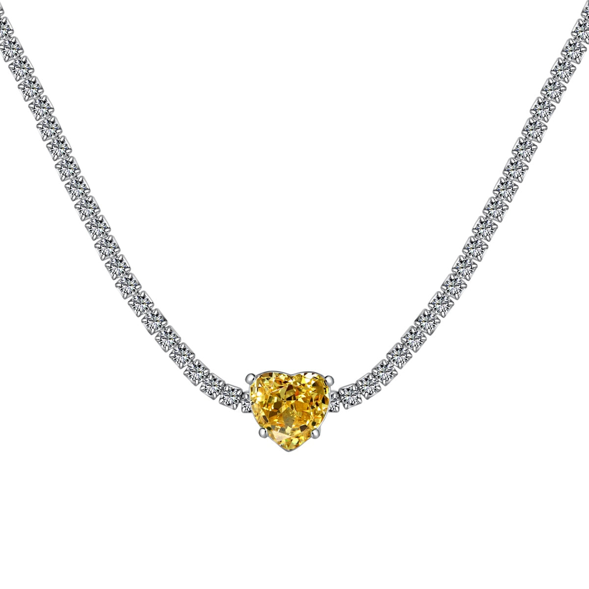 [ORA ]2.0 Carat Sparkling Tennis Heart Cut Necklace