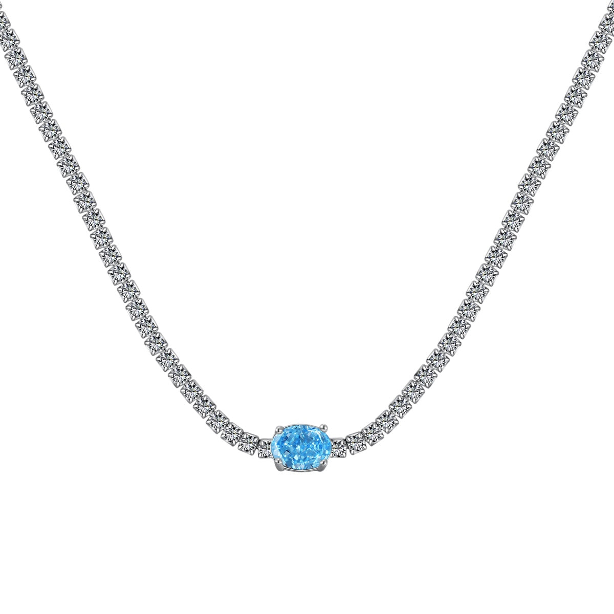 [ORA ]1.0 Carat Shining Oval Cut Necklace