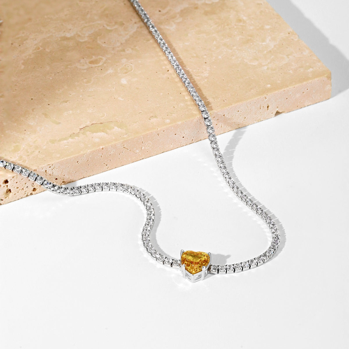 [ORA ]2.0 Carat Sparkling Tennis Heart Cut Necklace