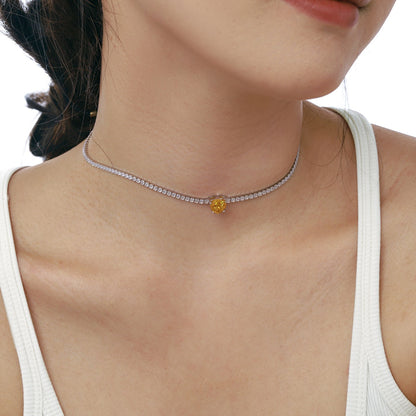 [ORA ]2.0 Carat Sparkling Tennis Heart Cut Necklace