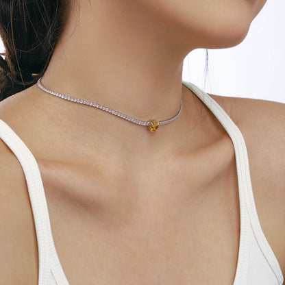 [ORA ]2.0 Carat Sparkling Tennis Heart Cut Necklace