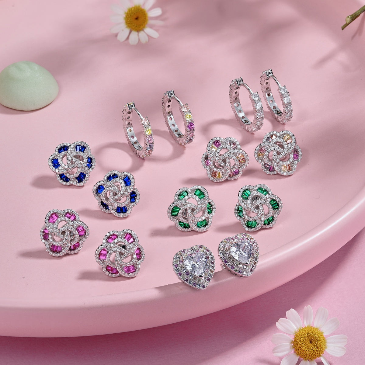 [ORA ]Radiant Colorful Round Cut Earrings